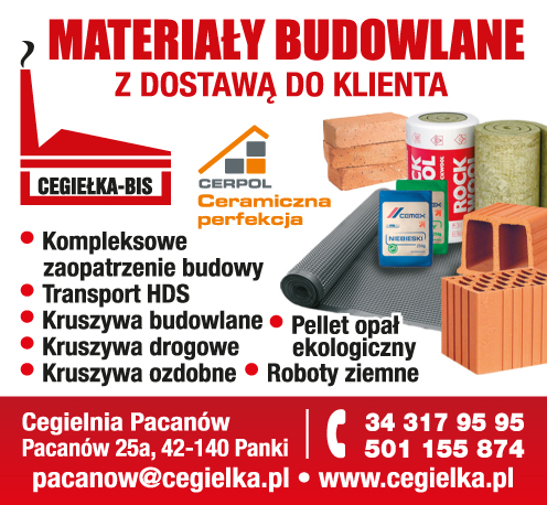 CEGIEŁKA-BIS Cegielnia Pacanów Zaopatrzenie Budowy/ Transport HDS/ Kruszywa/ Pellet/ Roboty Ziemne