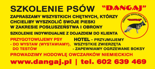 "DANGAJ" Milanówek Ośrodek Szkolenia Psów / Hotel / Hodowla Owczarków Niemieckich