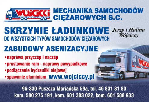 WÓJCICKI Mechanika Samochodów Ciężarowych s.c. Jerzy i Halina Wójciccy Puszcza Mariańska