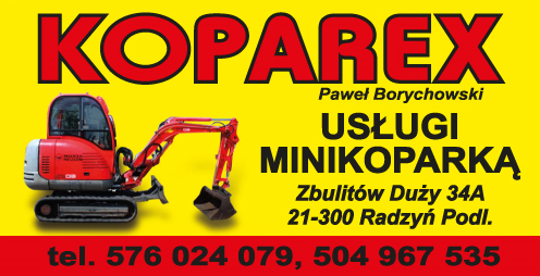 KOPAREX Paweł Borychowski Zbulitów Duży Usługi Minikoparką