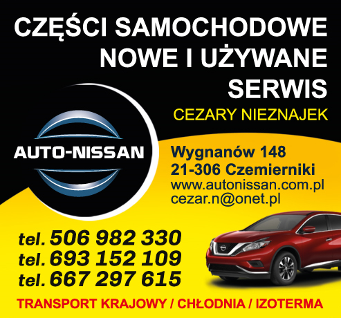 AUTO-NISSAN Cezary Nieznajek Wygnanów Części Samochodowe / Nowe i Używane / Serwis
