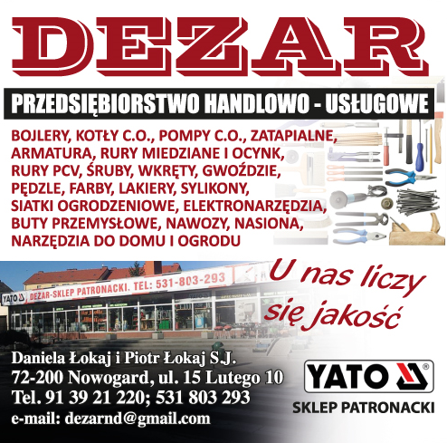 P.H.U. DEZAR Daniela Łokaj i Piotr Łokaj S.J. Nowogard Narzędzia do Domu i Ogrodu