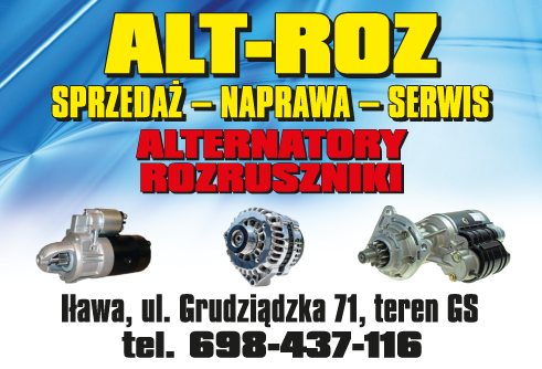 ALT-ROZ Iława Alternatory / Rozruszniki / Sprzedaż - Naprawa - Serwis