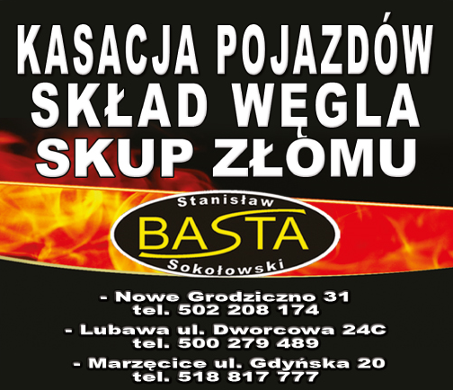 FHU BASTA Stanisław Sokołowski Nowe Grodziczno Kasacja Pojazdów / Skład Węgla / Skup Złomu