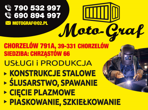 MOTO-GRAF Chorzelów Konstrukcje Stalowe / Ślusarstwo / Spawanie / Cięcie Plazmowe / Piaskowanie