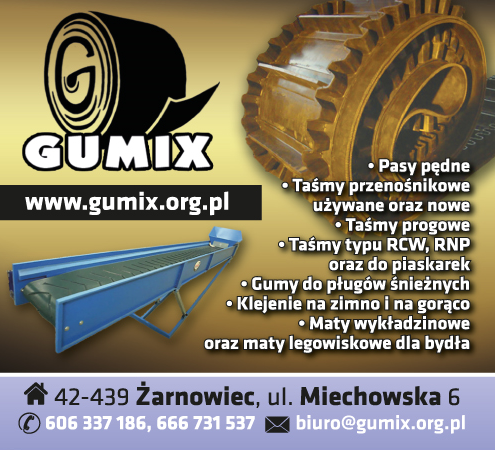 GUMIX Żarnowiec Pasy Pędne / Taśmy Przenośnikowe / Klejenie na Zimno i na Gorąco