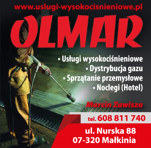 OLMAR Marcin Zawisza Małkinia Usługi Wysokociśnieniowe / Dystrybucja Gazu / Sprzątanie Przemysłowe