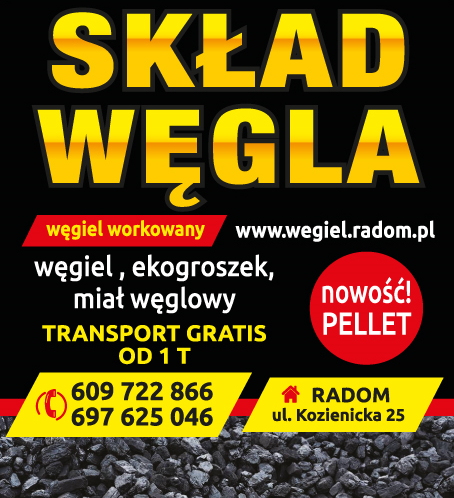 SKŁAD WĘGLA Radom Węgiel / Ekogroszek / Miał Węglowy / Pellet