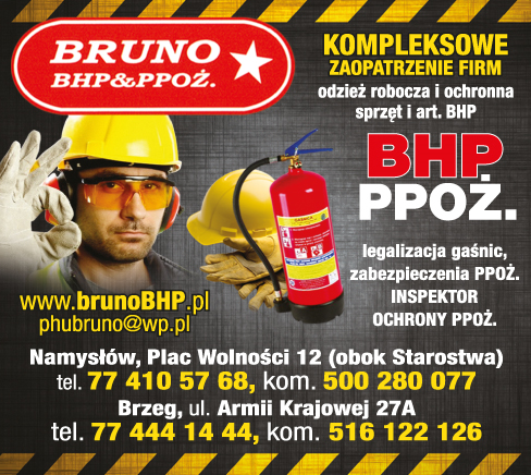 BRUNO BHP&PPOŻ. Namysłów Odzież Robocza i Ochronna / Sprzęt i Art. BHP i PPOŻ. / Legalizacja Gaśnic