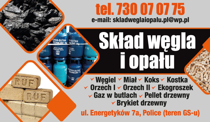 SKŁAD WĘGLA I OPAŁU Police Węgiel / Miał / Koks / Kostka / Orzech I / Orzech II / Ekogroszek 