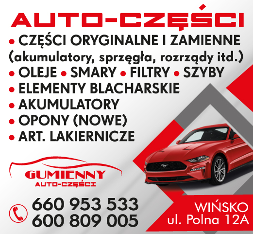 GUMIENNY AUTO-CZĘŚCI Wińsko Części Oryginalne i Zamienne / Oleje / Smary / Filtry / Szyby / Opony 