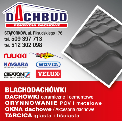 PPHU DACHBUD Stąporków Blachodachówki / Dachówki / Orynnowanie / Okna Dachowe / Tarcica