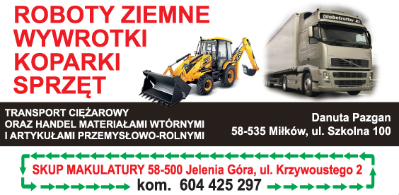 TRANSPORT CIĘŻAROWY ORAZ HANDEL MATERIAŁAMI WTÓRNYMI I ART. PRZEMYSŁOWO-ROLNYMI Danuta Pazgan Miłków