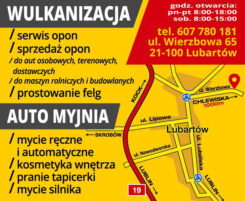 WULKANIZACJA | AUTO MYJNIA Lubartów Serwis Opon / Sprzedaż Opon / Prostowanie Felg / Mycie Ręczne 