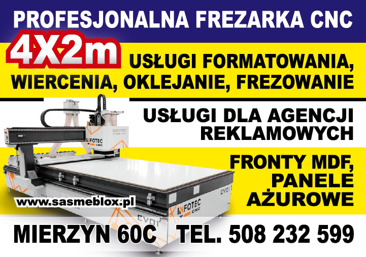 SAS-MEBLOX Mierzyn Profesjonalna Frezarka CNC / Formatowanie / Wiercenie / Oklejanie / Frezowanie