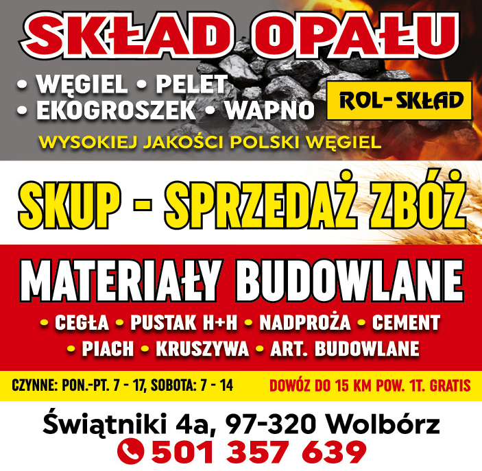 F.H.U. ROL-SKŁAD Wolbórz Skład Opału / Skup - Sprzedaż Zbóż / Materiały Budowlane