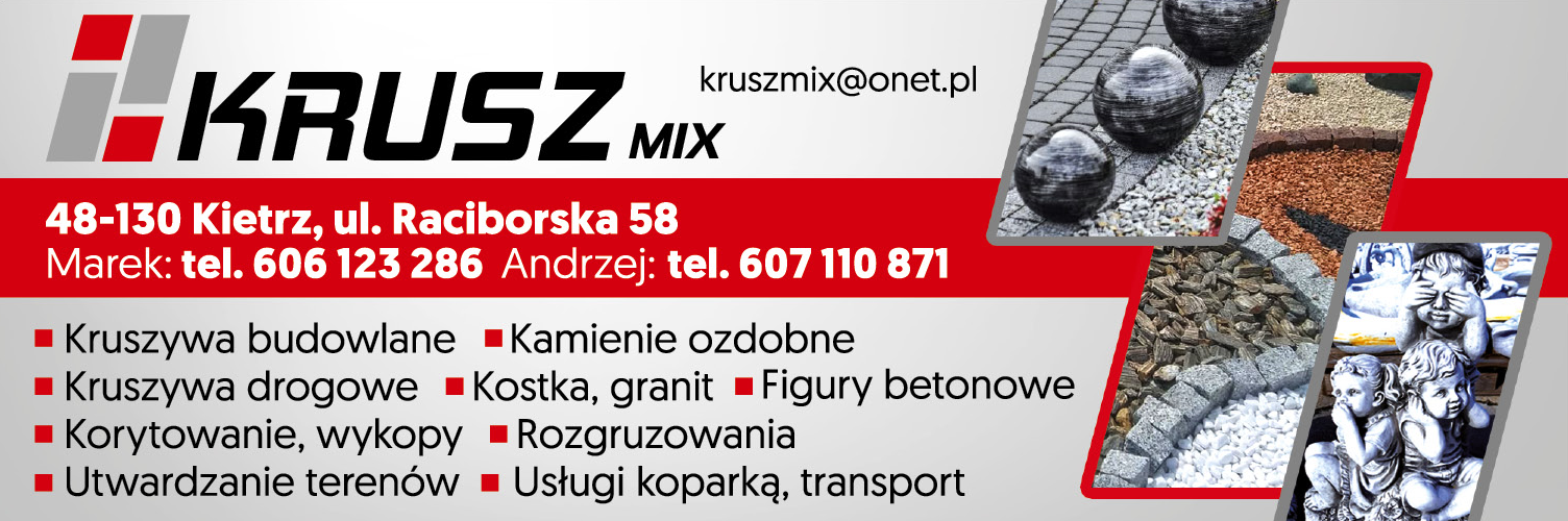 KRUSZMIX s.c. Kietrz Kruszywa Korytowanie / Wykopy / Rozgruzowania / Utwardzanie Terenów