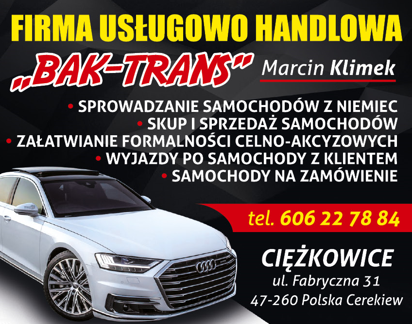 F.H.U. "BAK-TRANS" Marcin Klimek Ciężkowice Sprowadzanie Samochodów z Niemiec / Skup i Sprzedaż Aut