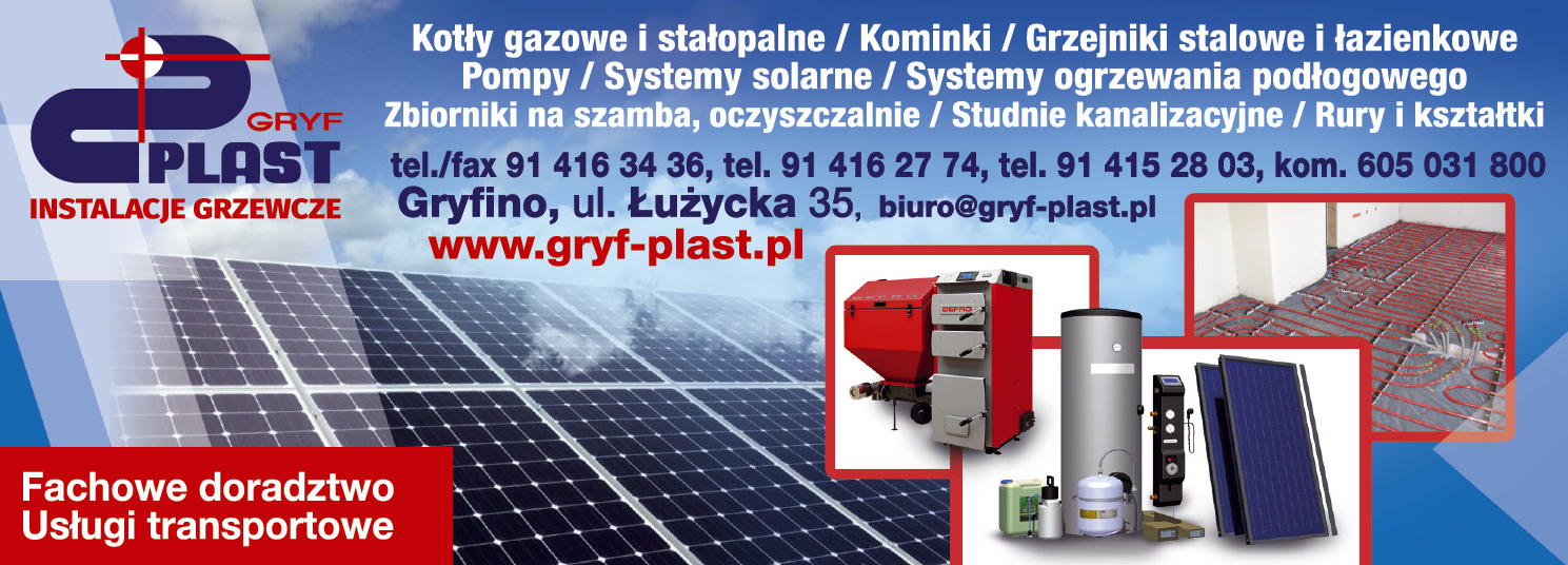 P.H. GRYF-PLAST Gryfino Instalacje Grzewcze / Kotły / Kominki / Grzejniki / Pompy / Systemy Solarne