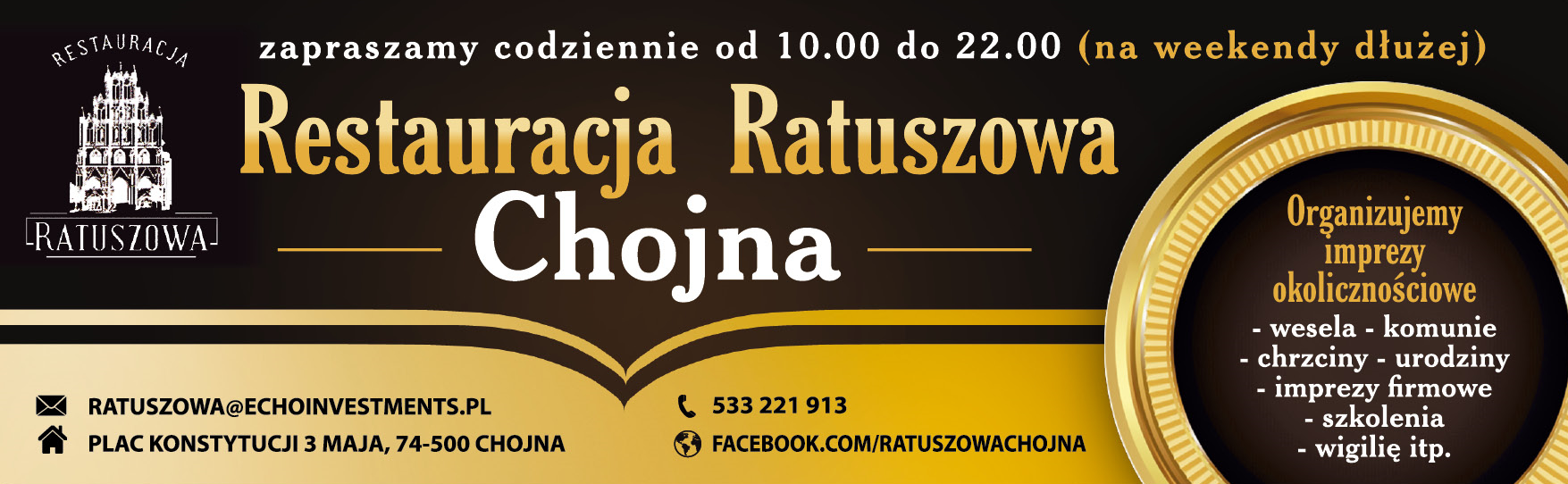 Restauracja Ratuszowa Chojna Organizujemy Imprezy Okolicznościowe