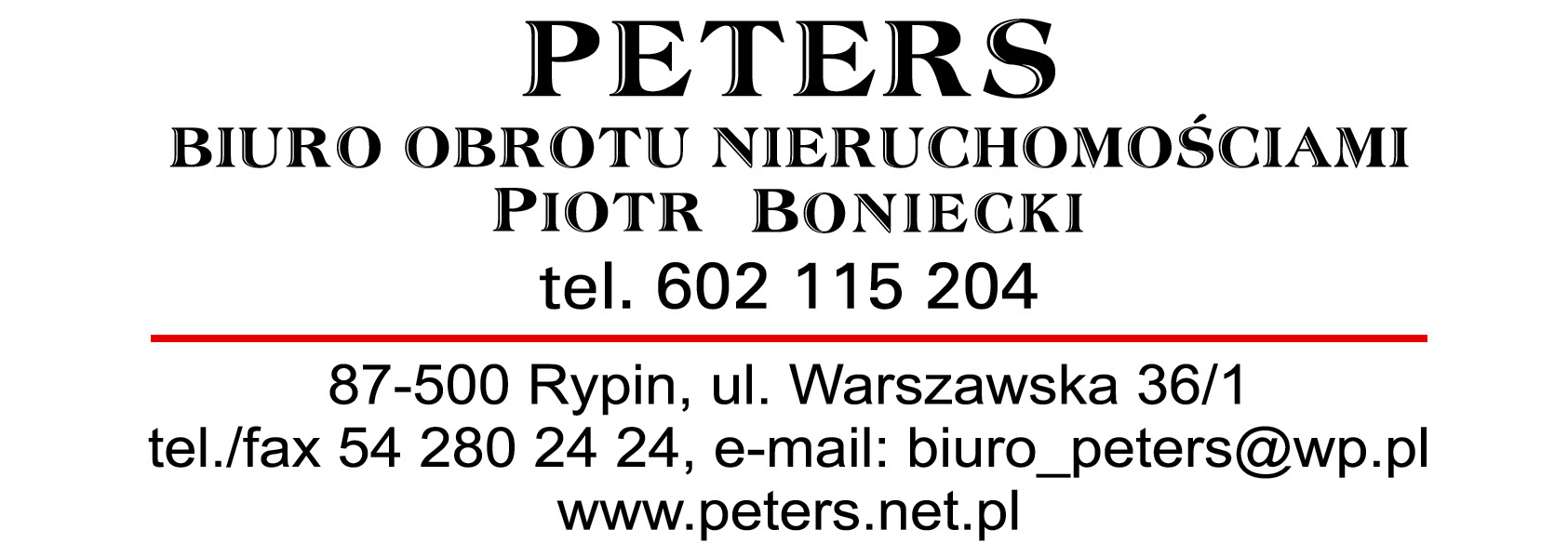 PETERS Piotr Boniecki Rypin Biuro Obrotu Nieruchomościami 