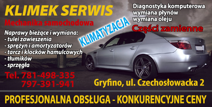 KLIMEK SERWIS Gryfino Mechanika Pojazdowa / Klimatyzacja / Diagnostyka Komputerowa / Wymiana Oleju