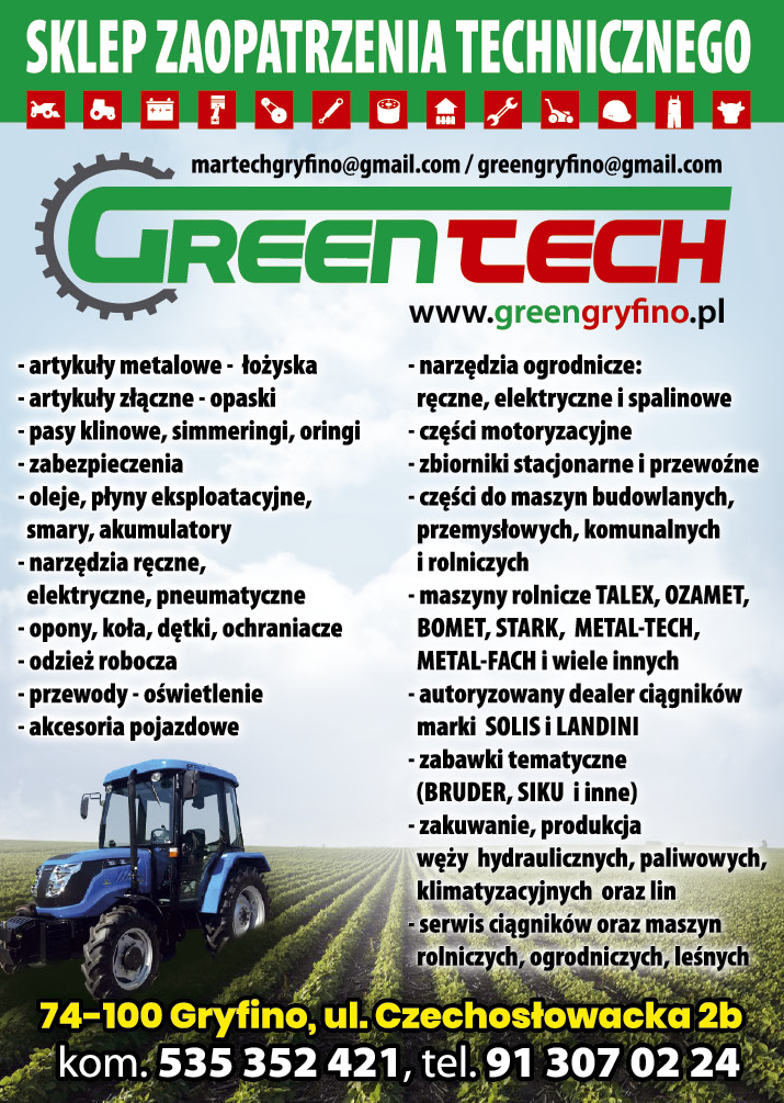 MARTECH | SKLEP GREEN-TECH Gryfino Sklep Zaopatrzenia Technicznego / Serwis Ciągników