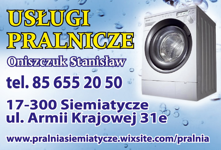 USŁUGI PRALNICZE Oniszczuk Stanisław Siemiatycze Pranie / Prasowanie / Czyszczenie
