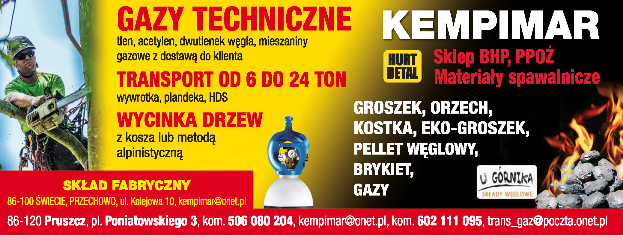 KEMPIMAR Dostawca Artykułów BHP Pruszcz Gazy Techniczne / Wycinka Drzew / Sklep BHP 