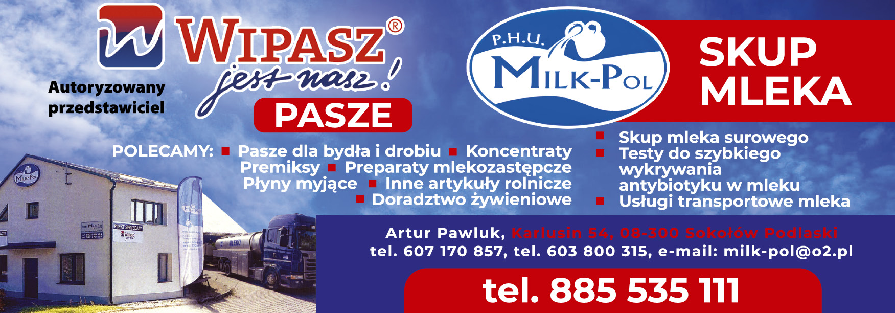 P.H.U. MILK-POL Artur Pawluk Karlusin Pasze Dla Bydła i Drobiu / Koncentraty / Premiksy / Skup Mleka