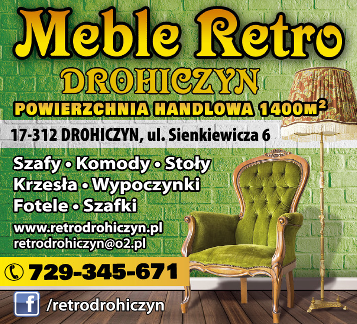 MEBLE RETRO Drohiczyn Szafy / Komody / Stoły / Krzesła / Wypoczynki / Fotele / Szafki