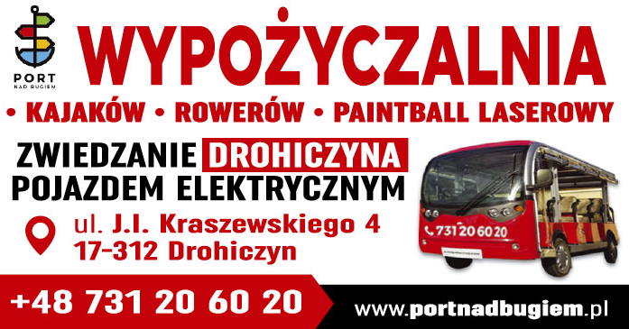 PORT NAD BUGIEM Drohiczyn Wypożyczalnia Kajaków / Rowerów / Paintball Laserowy
