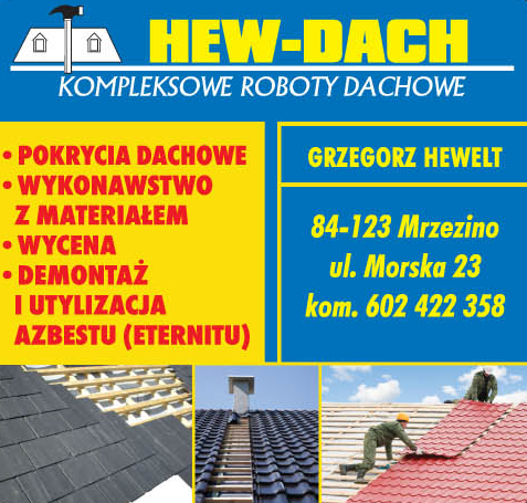 HEW-DACH KOMPLEKSOWE ROBOTY DACHOWE Grzegorz Hewelt Mrzezino 
