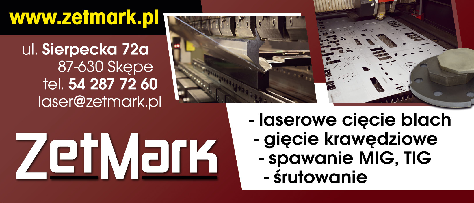 ZETMARK Skępe Laserowe Cięcie Blach / Gięcie Krawędziowe / Spawanie MIG, TIG / Śrutowanie