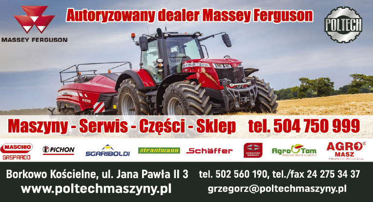 POLTECH Ciągniki i Maszyny Rolnicze Borkowo Kościelne Autoryzowany Dealer Massey Ferguson 