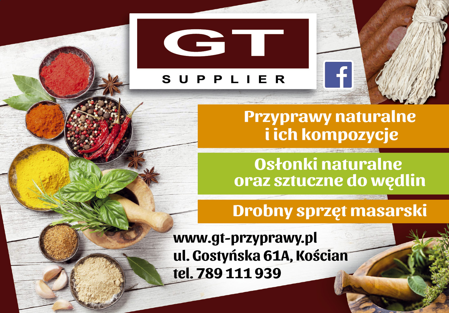 GT SUPPLIER Kościan Przyprawy Naturalne i Ich Kompozycje / Osłonki Naturalne Oraz Sztuczne Do Wędlin
