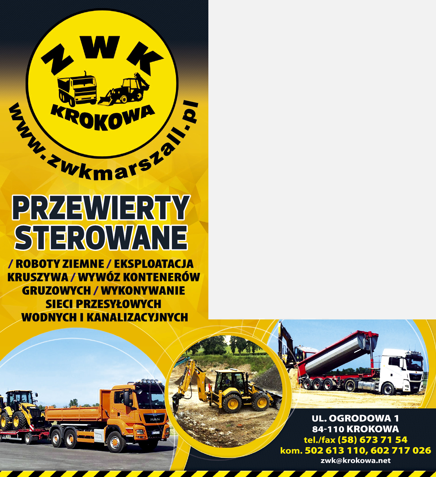ZWK MARSZALL Krokowa Roboty Ziemne / Wywóz Kontenerów Gruzowych / Przewierty Sterowane