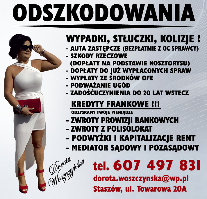 ODSZKODOWANIA Dorota Woszczyńska Staszów Wypadki / Stłuczki / Kolizje
