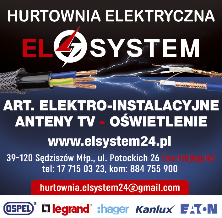 EL-SYSTEM Hurtownia Elektryczna Sędziszów Młp. Art. Elektro-Instalacyjne / Anteny TV / Oświetlenie