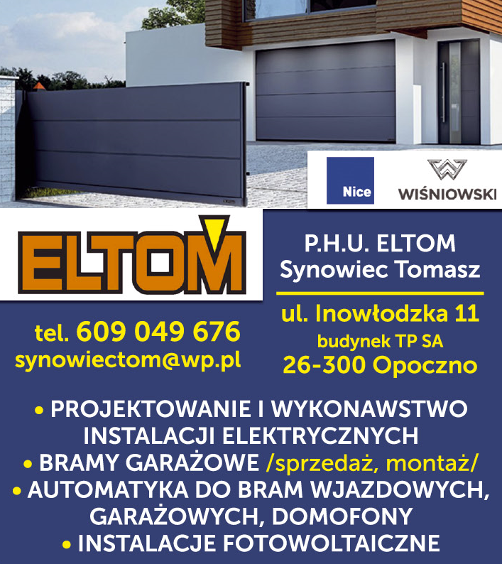 P.H.U. ELTOM Tomasz Synowiec Opoczno Instalacje Fotowoltaiczne / Bramy Garażowe / Automatyka Do Bram