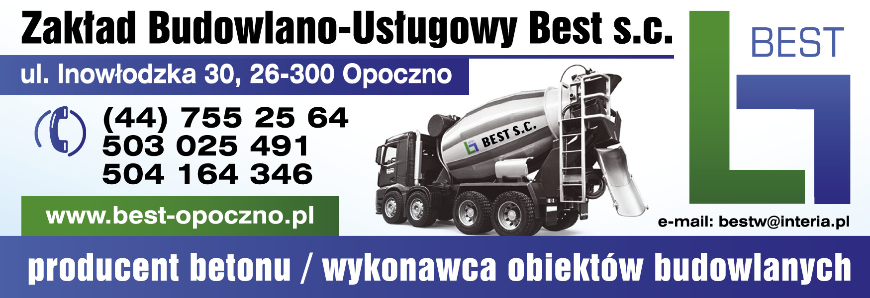 BEST s.c. Opoczno Producent Betonu / Wykonawca Obiektów Budowlanych