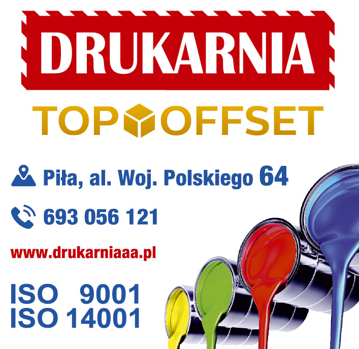 DRUKARNIA TOP OFFSET Piła Wizytówki / Ulotki / Plakaty / Książki / Czasopisma / Kalendarze / Teczki