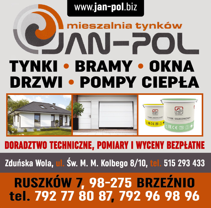 JAN-POL Ruszków Tynki / Bramy / Okna / Drzwi / Pompy Ciepła 
