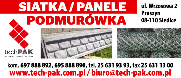 P.P.H.U. TECH-PAK Pruszyn Systemy Ogrodzeniowe / Siatka / Panele / Podmurówka