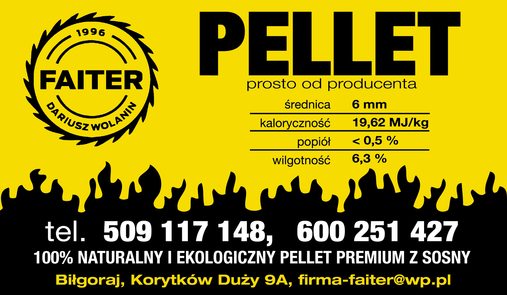 FAITER Dariusz Wolanin Biłgoraj 100% Naturalny i Ekologiczny Pellet Premium z Sosny