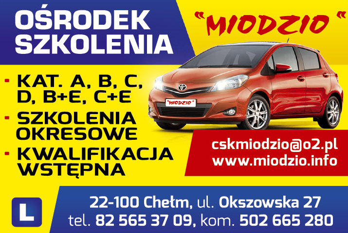 OŚRODEK SZKOLENIA "MIODZIO" Chełm Kat. A,B,C,D,B+E,C+E / Szkolenia Okresowe / Kwalifikacja Wstępna