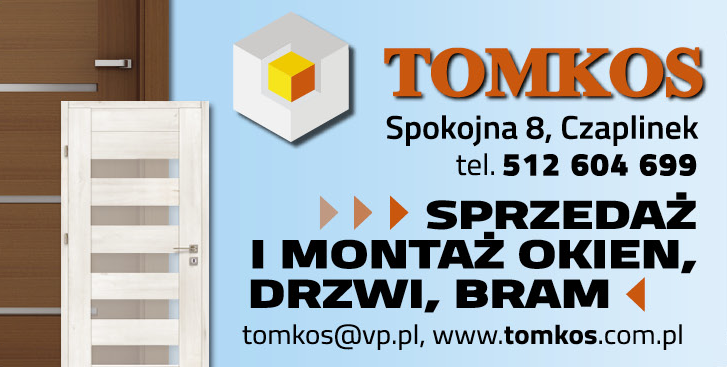 Firma Handlowo – Usługowa „TOMKOS” Czaplinek Okna / Drzwi / Bramy / Rolety Zewnętrzne
