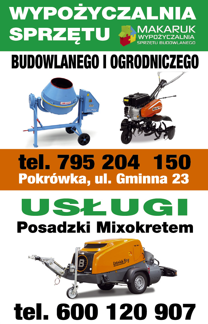 MAKARUK Pokrówka Wypożyczalnia Sprzętu Budowlanego i Ogrodniczego / Posadzki Mixokretem