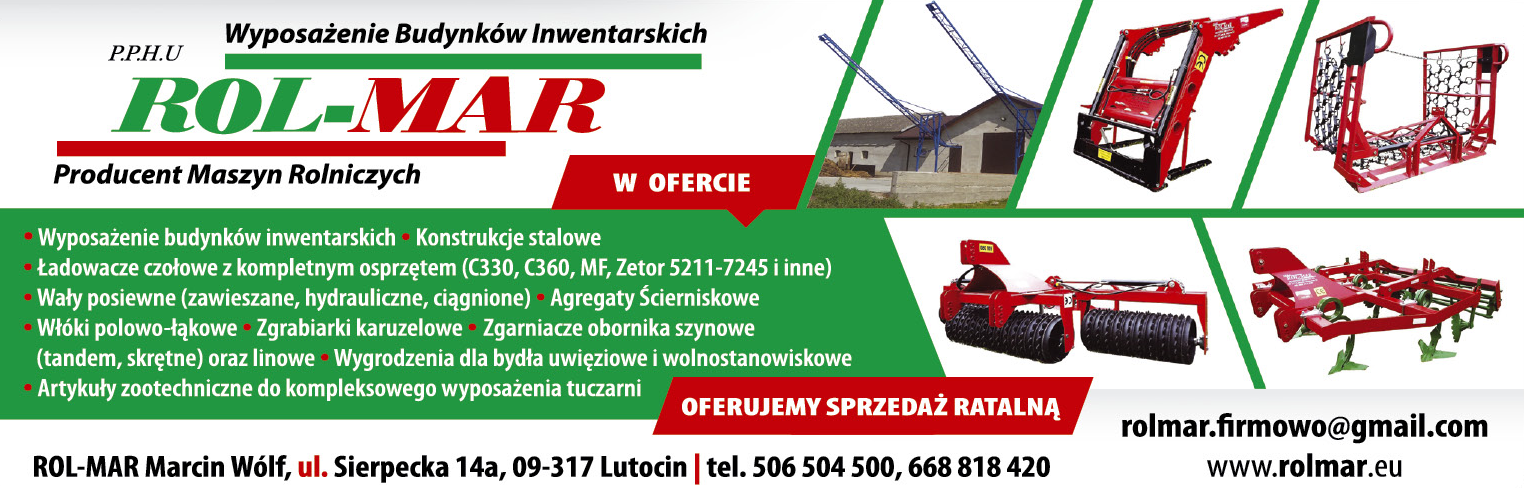P.P.H.U ROL-MAR Marcin Wólf Lutocin Wyposażenie Budynków Inwentarskich / Producent Maszyn Rolniczych