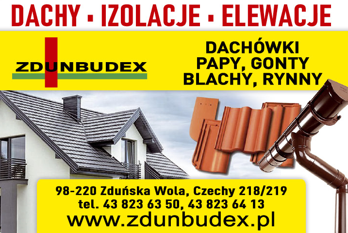 ZDUNBUDEX s.c. Zduńska Wola Dachówki / Papy / Gonty / Blachy / Rynny